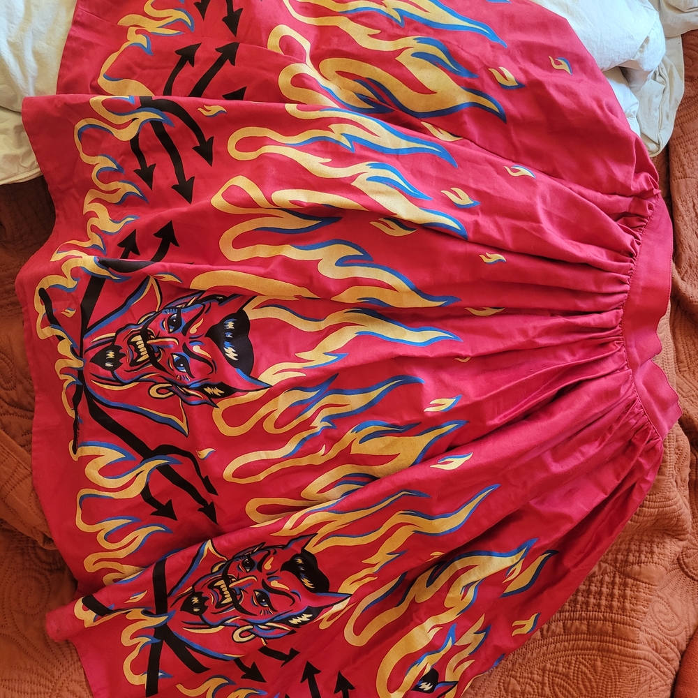 Vixen by Micheline Pitt Red Devil Flames Skater Skirt